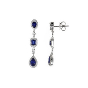 Pendientes de Plata Largos Azules Salvatore Plata 136A0663