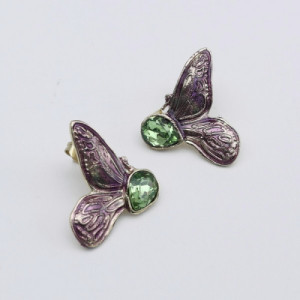 Pendientes de Mariposa Púrpura y Verde PE040353