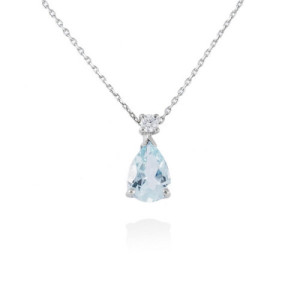 Gargantilla de Oro Blanco con Diamante y Aguamarina Marina García A2464G45