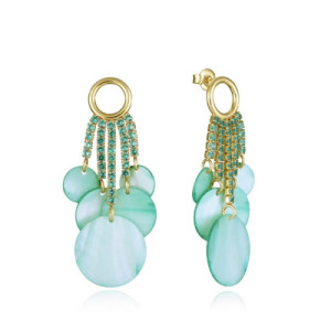 Pendientes de Plata Largos Nácar Verde 13192E100-92