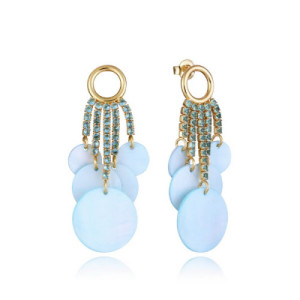 Pendientes de Plata Largos Nácar Azul 13192E100-93