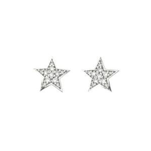 Pendientes de Estrella de Oro Blanco con Diamantes PE010025