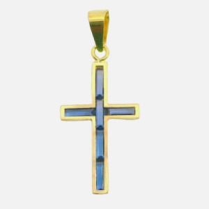 Cruz de Oro Color Zafiro 19x10 mm CO010697