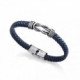 Pulsera Nudos Acero Piel Azul 1304P1013