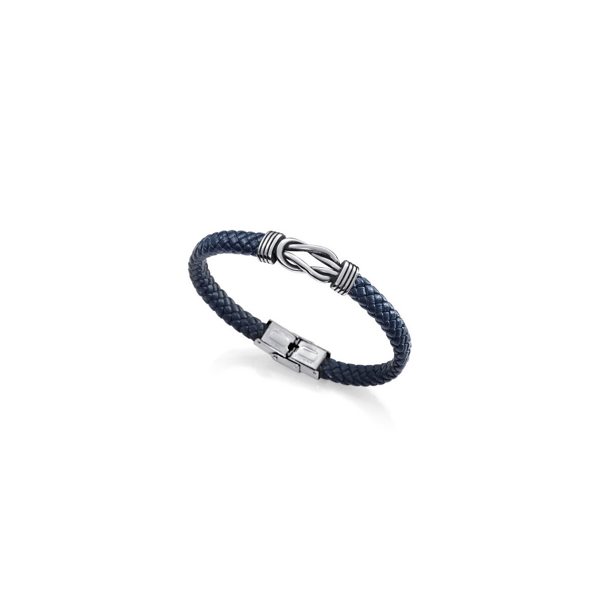 Pulsera Nudos Acero Piel Azul 1304P1013