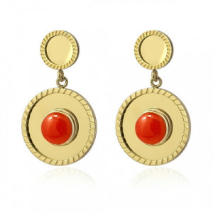 Pendientes Anartxy Dorados Jade Naranja Mujer APE999NA