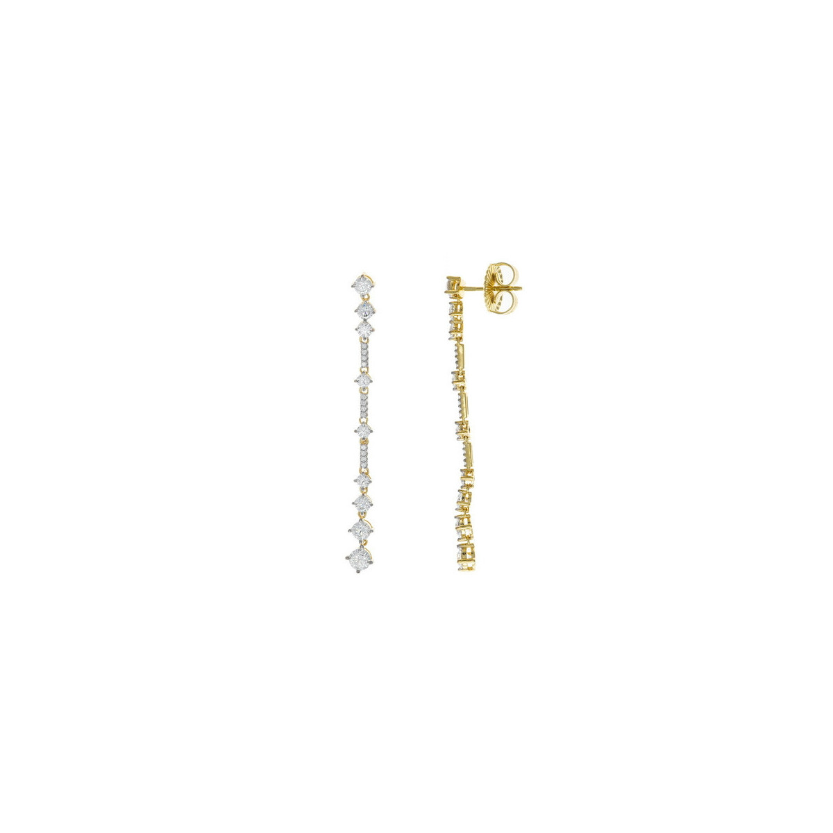 Pendientes Largos Salvatore Plata Baño Oro Mujer 136A0397