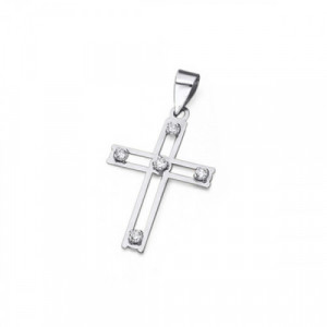 Colgante Oro Blanco 18K Cruz CZ