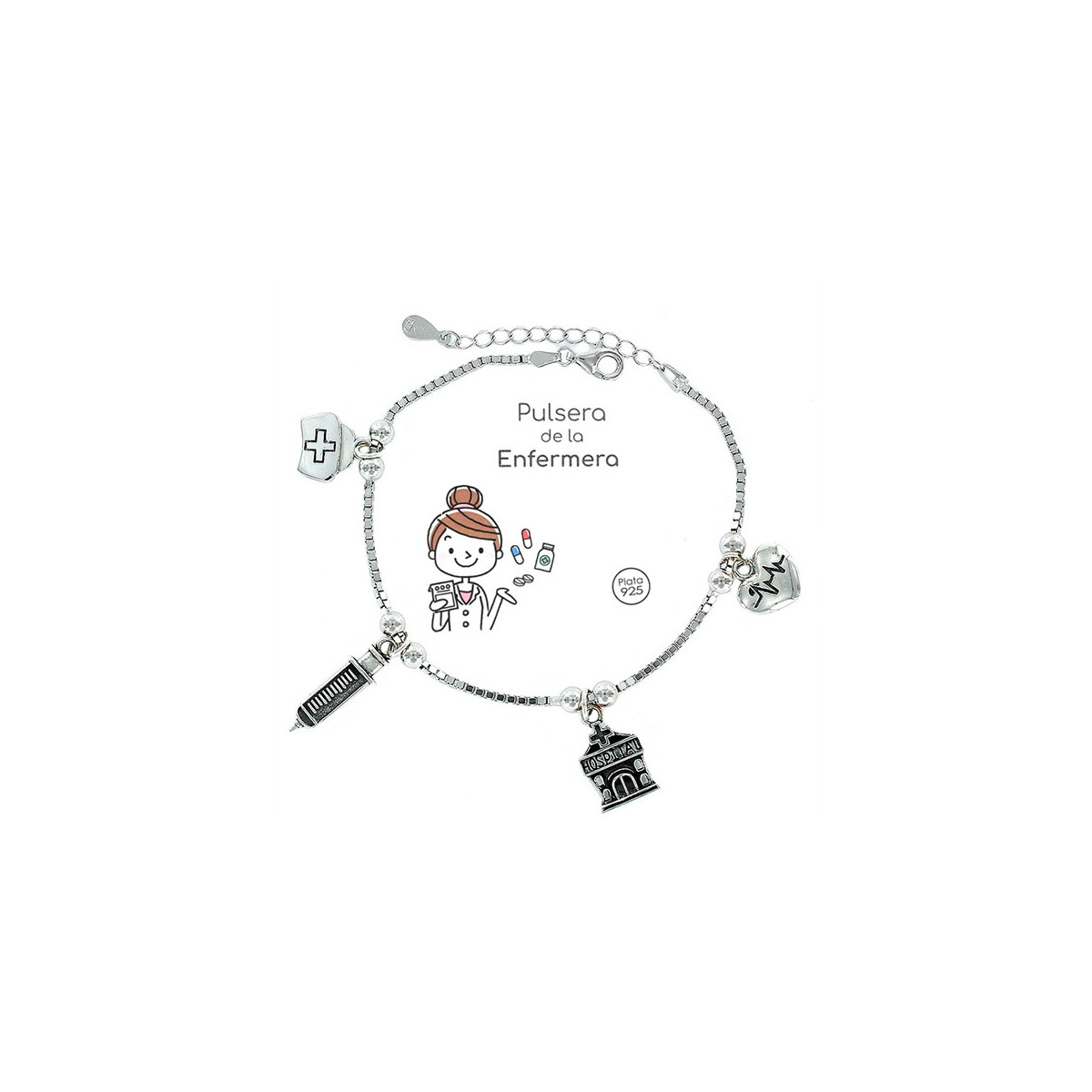 Pulsera Eres lo mas Mujer Enfermera Plata
