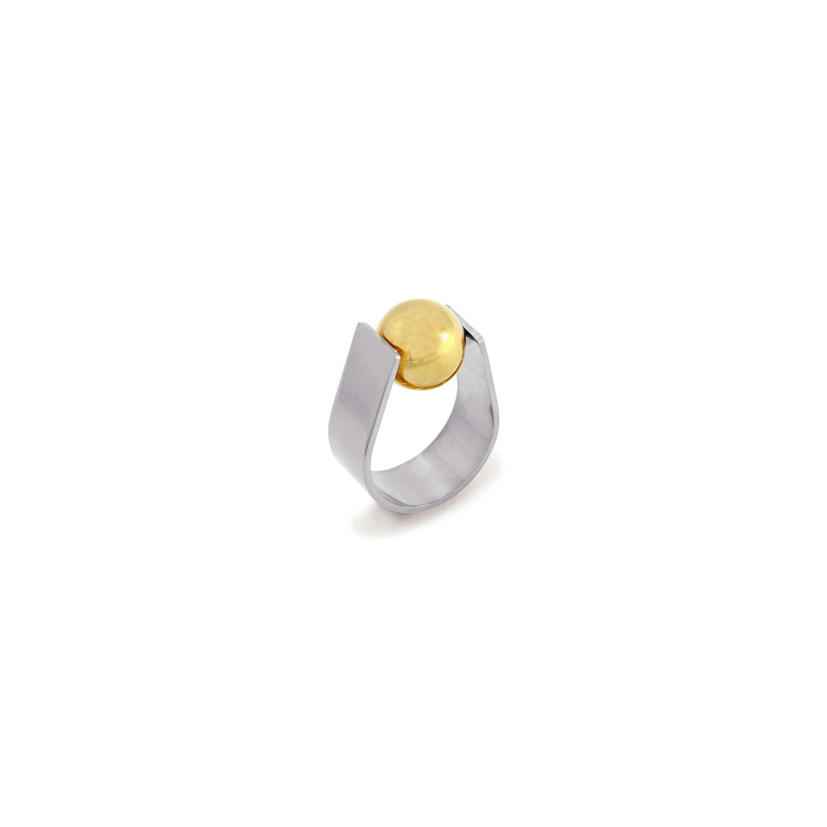 Anillo Anartxy Acero Bicolor Bola Mujer AAN390PL