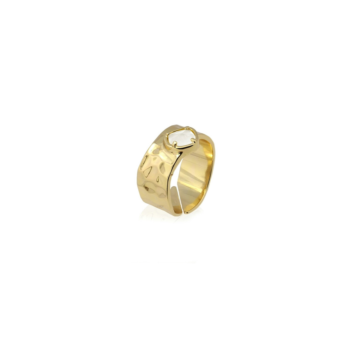 Anillo Anartxy Acero Dorado Ojo De Gato Blanco Mujer AAN408BL