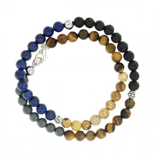 Pulsera de Plata El Cabo Collection - Lapis, Lava, Ojo de Tigre, Jasper y Hematite