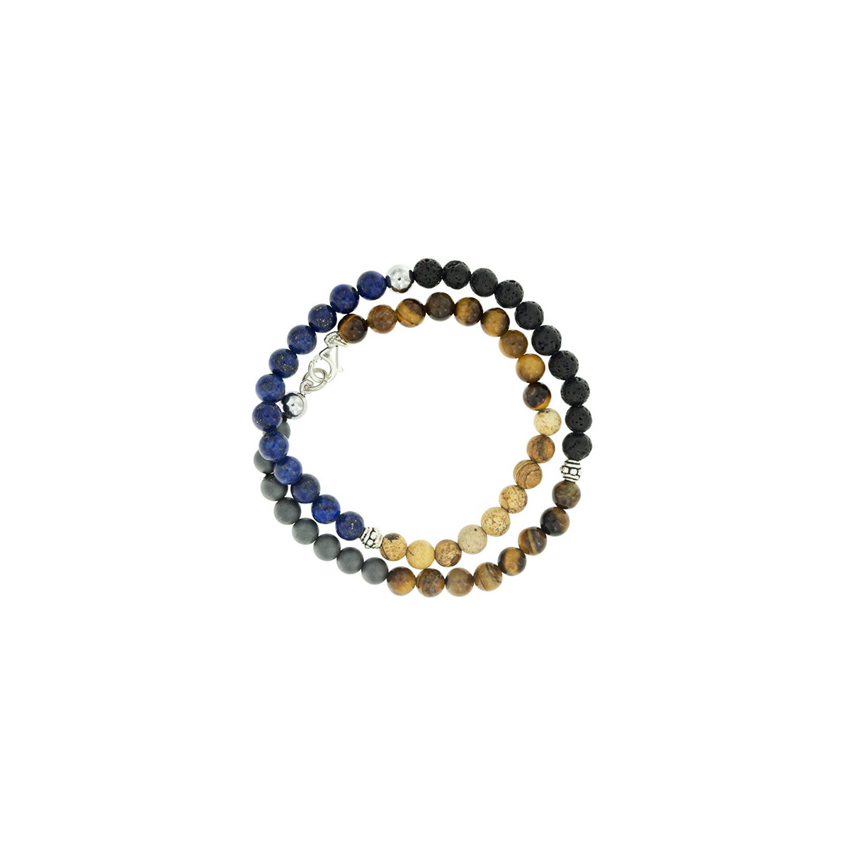 Pulsera de Plata El Cabo Collection - Lapis, Lava, Ojo de Tigre, Jasper y Hematite