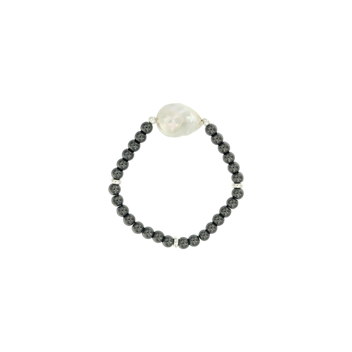 Pulsera de Plata Arrecife Collection - Perla Barroca y Hematite