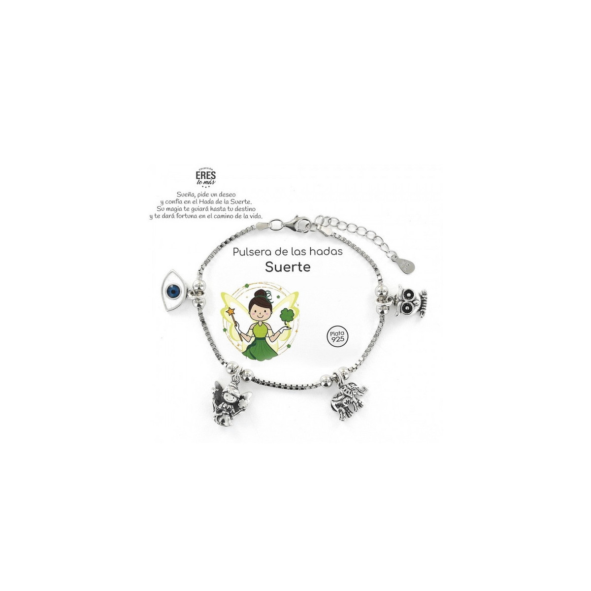 Pulsera de amistad Mujer Plata Eres lo mas Hadas Suerte