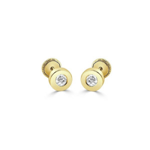 Pendientes de Oro Amarillo con Circonita 5 mm PE011029