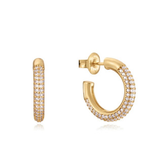 Pendientes Aros Plata Dorados Circonitas 13132E100-30