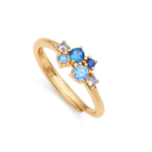 Anillo de Plata Dorada Azul 13134A015-33