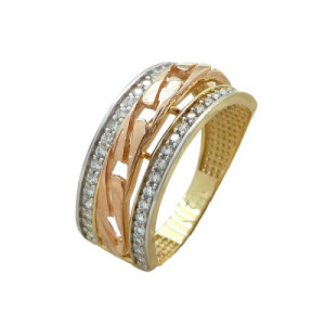 Anillo de Oro Tres Colores en Forma de Cadena AN010393