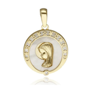 Medalla Virgen Niña de Oro y Nácar ME010060