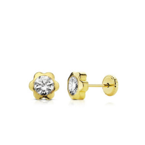 Pendientes de Oro en Forma de Margarita 6,5 mm PE011022