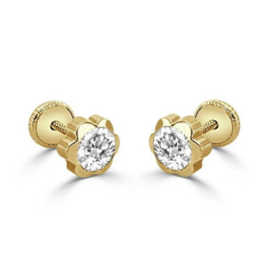 Pendientes de Oro en Forma de Margarita con Circonita 7,5 mm PE011577