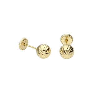 Pendientes de Oro Bola Tallada 4 mm PE011567