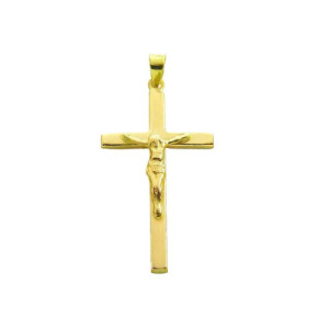 Cruz de Oro Plana con Cristo CO010162
