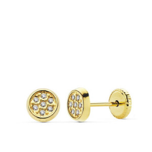 Pendientes de Bebé de Oro Redondos con Circonitas 4 mm PE011481
