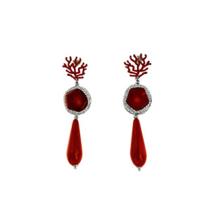 Pendientes de Plata Largos Rojos PE040329
