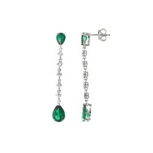 Pendientes de Plata Largos Verdes Salvatore Plata 136A0678