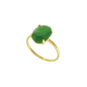 Anillo de Oro Oval Color Esmeralda AN010388-12