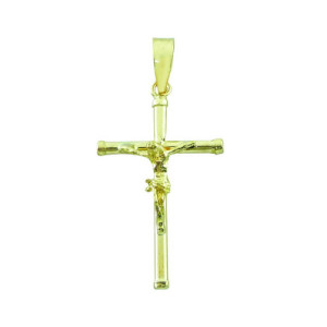 Cruz de Oro de Tubo con Cristo CO010643