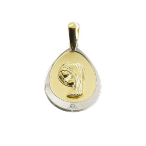 Medalla de Oro de la Virgen Niña Ovalada Comunión ME010048