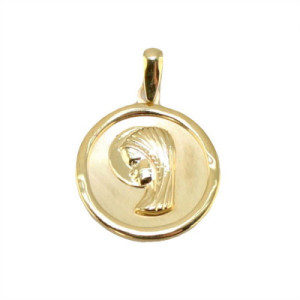 Medalla de Oro de la Virgen Niña Redonda Comunión ME010087