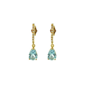 Pendientes de Oro Largos Azules Topacio PE011750