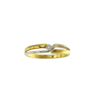 Anillo de Oro con Diamante Bicolor AN010484